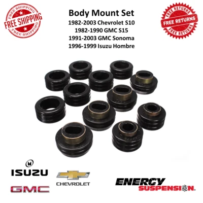 Комплект креплений кузова энергетической подвески черные для 82-03 GMC Sonoma, S15 и Chevrolet S10 - Изображение 1 из 4