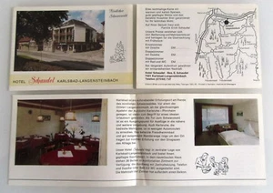 Folleto publicidad anuncio hotel Schaudel Karlsbad-Langengsteinbach color aprox. ~ 1970 - Imagen 1 de 1