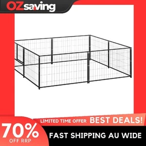 dog kennel outdoor play area black steel large 200x200 cm secure 2109 - Picture 1 of 6