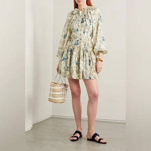 Mini Vestido ULLA JOHNSON Sefia Floral Jazmín Talla 00 Recortes 100% Seda Femenino - Imagen 1 de 16