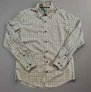 ORVIS Shirt Mens Medium Tan Navy Brown Check Classic Fit Long Sleeve Button Down - Picture 1 of 8