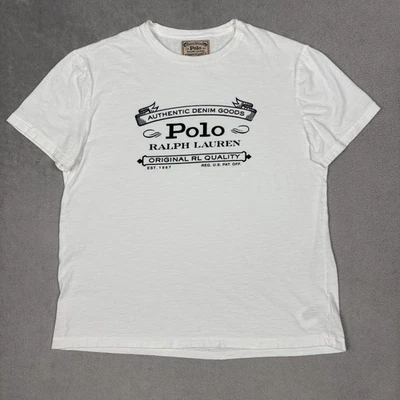 Polo Ralph Lauren T Shirt Men's Medium White Short Sleeve Vintage Graphic Tee RL - Image 1 of 4