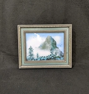 De colección. Pintura de paisaje esmaltada sobre cobre Evelyn Purvis 10,5" x 8,5" en marco - Imagen 1 de 7