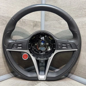 2017 - 2022 Alfa Romeo Giulia Black Leather Steering Wheel Red Button OEM - Bild 1 von 13