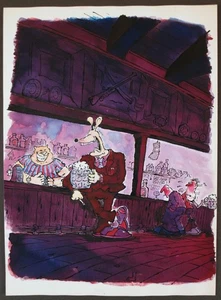 Nick Lyons. cartone animato inchiostro e acquerello, illustrazione. Scena da bar. - Foto 1 di 3