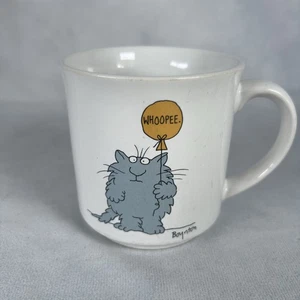 Vintage Sandra Boynton Fluffy Cat Holding "WHOOPEE" Ballon Kaffeebecher 1980er - Bild 1 von 6