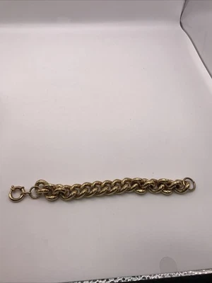 Pulsera de eslabones de cadena pesados en tono dorado firmada OTC Italia 18k BRZ Foto 1 de 4