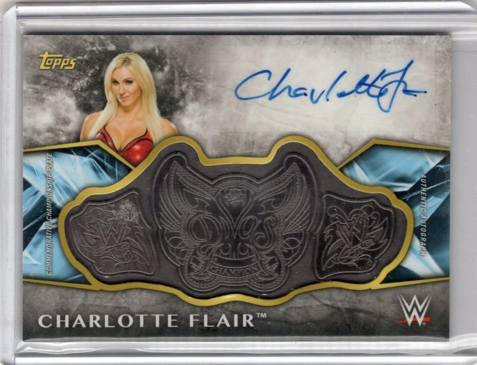 2017 Topps Legends of WWE CHARLOTTE FLAIR Championship Belt Plate AUTOGRAPH /50 - Image 1 of 1