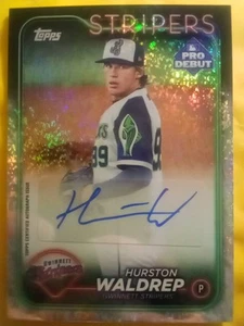 2024 Topps Pro Debutto Hurston Waldrep SPARKLE FOIL Auto SCHEDA MOLTO BELLA #159/199 - Foto 1 di 2
