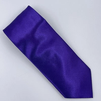 Moda Di Raza Mens Tie Necktie 3.5 inchea Satin Finish Purple Wedding Formal - Image 1 of 4