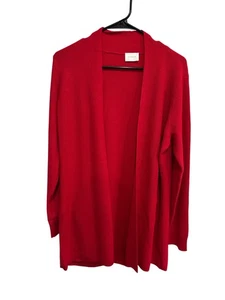 Cyrus Open Front Cardigan Sweater Red Sz Large Long Sleeve Knit Cozy Layers - Picture 1 of 10