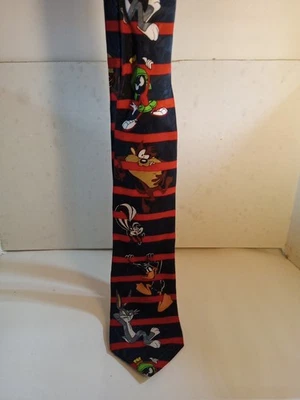 Corbata para hombre Looney Tunes Mania de colección rara ~ rayas rojas ~ insectos Taz Lucas Foto 1 de 4