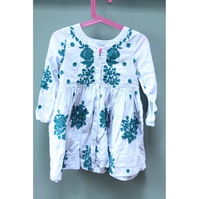 Vestido Rosa Pollo Blanco Bordado Niñas 4Y Manga Larga Informal Foto 1 de 4