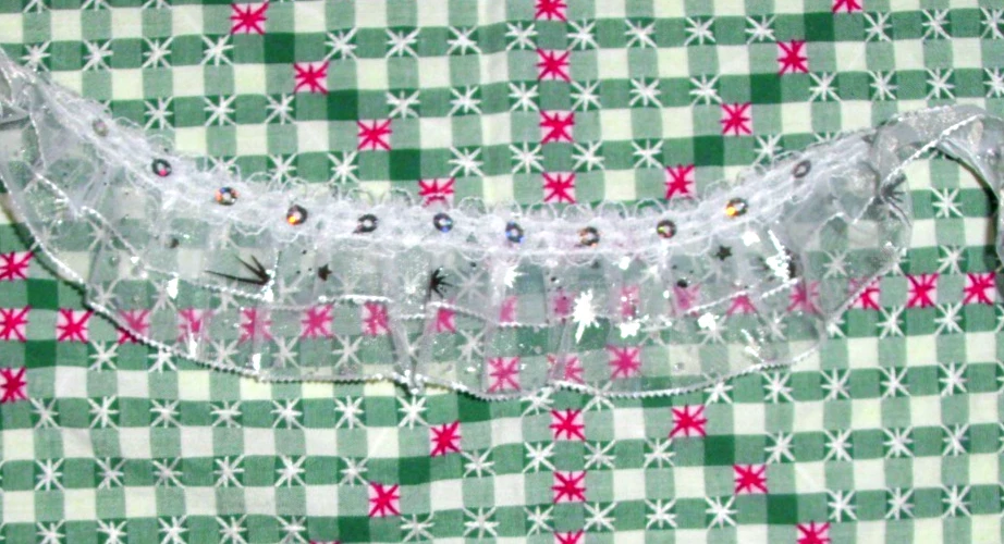 9 ft-8 in by 1-1/2 in Double Layer Ruffled Polyester Ribbon-Snowflakes & Sequins - Image 1 of 1