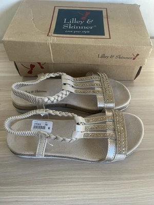 Lilley And Skinner Gold Sparkle Flat Sandals Size 38 UK 5 New  - Image 1 of 4