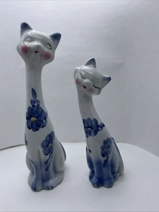 Entzückendes Keramik Paar liebevolle Katzen Figuren 12,1" groß und 9,8" groß - Bild 1 von 16