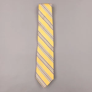 Brooks Brothers Makers Merchants Tie Mens Yellow Blue Striped Silk Necktie - Picture 1 of 6
