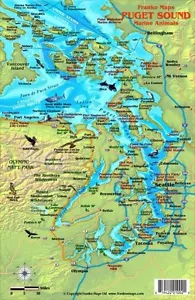 Puget Sound Marine Animals Map & Fish Card Waterproof by Franko Maps - Picture 1 of 2