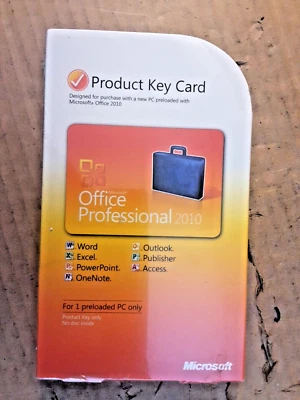 Microsoft Office 2010 Professional Product Key Card (PKC) SEALED RETAIL BOX - Image 1 of 2