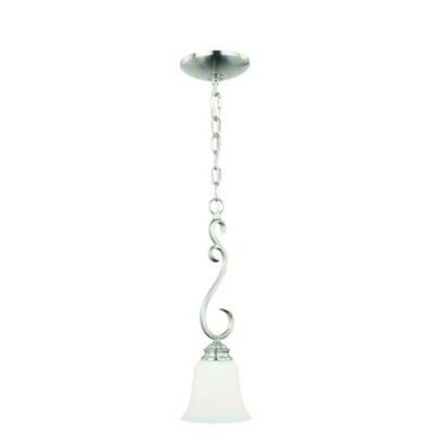 Vaxcel Hartford Satin Nickel Mini Pendant Ceiling Light WhiteGlass - Image 1 of 4