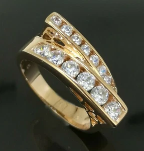 Classic 18k 18ct Rose Gold Filled GF CZ Woman Ring Sz7 R-A450 Gift Wedding - Picture 1 of 5
