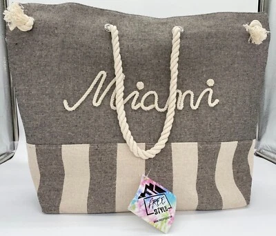 Free Style Miami Tote Bag, with rope handle- 21"X15"X6"- Trendy and Stylish - Image 1 of 4