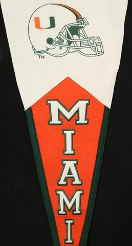 40" Miami University U Hurricanes Florida Wool Embroidered Stitched Pennant Flag Cover