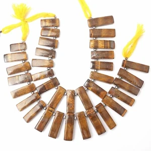 Natural Tiger's Eye 8 Inch Strand 8x12-6x25 MM Smooth Rectangle Gemstone Beads - Picture 1 of 6