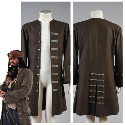 Pirates of the Caribbean Jack Sparrow Jacket Cosplay Costume Attire Coat - Image 1 of 4