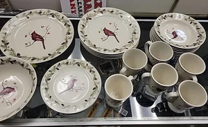 Sonoma Home Goods Red Cardinal Bird in Winter Christmas Lot 24 Pieces Total Nice - Picture 1 of 6