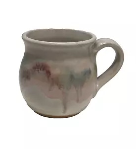 Art Pottery Coffee Mug Signed JoAnne, Pastel Colors, Home Decor, Handmade, Gray - Picture 1 of 5
