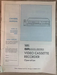 Grabadora de video casete serie SR 2000: Manual de usuario: Sears, VHS, vintage, retro - Imagen 1 de 1