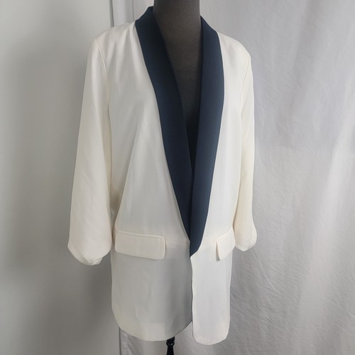 OFF WHITE Giacca blazer donna Madison panna bianco sporco e nero NUOVO taglia LARGE L $99.