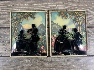 Benton Glass Co Convex 5" x 4" Silhouette Bubble Glass Art Tea Couple - Picture 1 of 4
