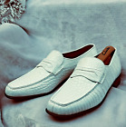 CLARENCE Executive Super Soft Crocodile🐊 Leather White Penny Loafers US9 Italy