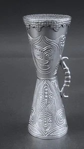1960s-70s Sterling Silver Māori Drum Jigger Bar Measure w Warrior Masks 84.6g - Picture 1 of 14