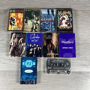 Cassette Tape Lot 80s Glam Hair Metal Hard Rock Guns N Roses Def Leppard Bon Jov - Picture 1 of 5