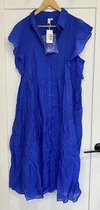 ADORNE Natalia Ruffle Long Dress New Sz 14 Blue - Picture 1 of 5