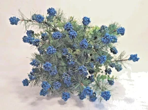 Bouquet Of Pine And Blue Sparkling Berries 4 Stems 15" - Picture 1 of 4