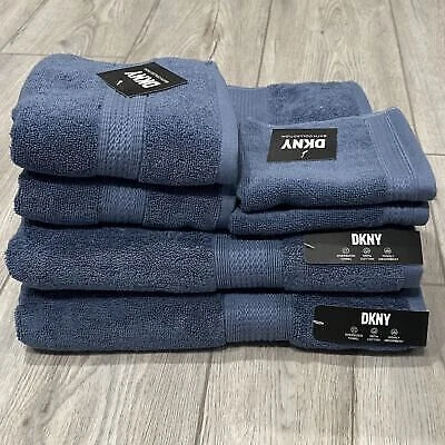 6 Pc. DKNY Blueprint Solid Oversized Bath Towel Set 100% Cotton Hand Washcloths - Image 1 of 4