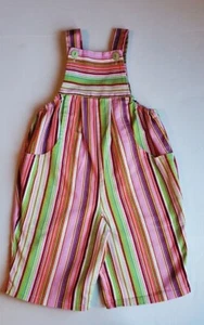 Girls Size 4 Just Ducky Striped Longall/Capri? Romper Overall Made In USA - Picture 1 of 11
