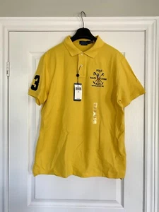 Ralph Lauren Men Multi Color Pony Mesh Polo Shirt Custom Slim Fit Yellow - New - Bild 1 von 5