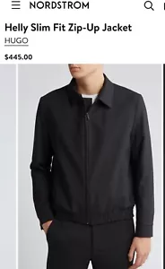 Hugo Boss HELLY Mens Super-Flex Wool Blend Bomber Jacket 38R Nordstrom $445 NWT - Picture 1 of 12