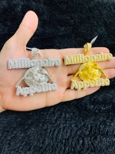 14k Gold Finish Millionaire Appetite Hip Hop Simulated MCS Pendant w/ Chain - Picture 1 of 3