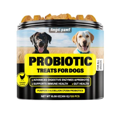 Dog Probiotics Digestive Enzymes for Gut Health 120 Probiotic Chews Supplement - Image 1 of 4
