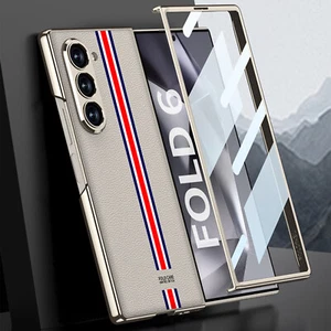 Per Samsung Galaxy Z Fold 6 custodia sottile robusta in pelle con protezione schermo - Foto 1 di 15