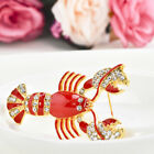 Lifelike Crystal Rhinestone Lobster Brooch Pin Animal Shaped Fashion Jewelry
