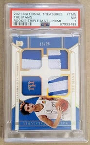 2021-22 National Treasures Tre Mann Prime Rookie RC Triple Patch #/25 PSA 7 - Picture 1 of 2