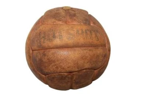 VTG 1950s HOTSHOT Match Leather Soccer Ball 12 Panel Football w/ Laces Size 1 - Picture 1 of 9