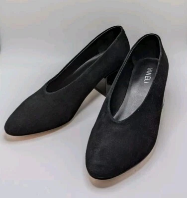 VANELi Black Suede Block Heel Pumps Shoes Size 8 M Black Classic Career - Image 1 of 4